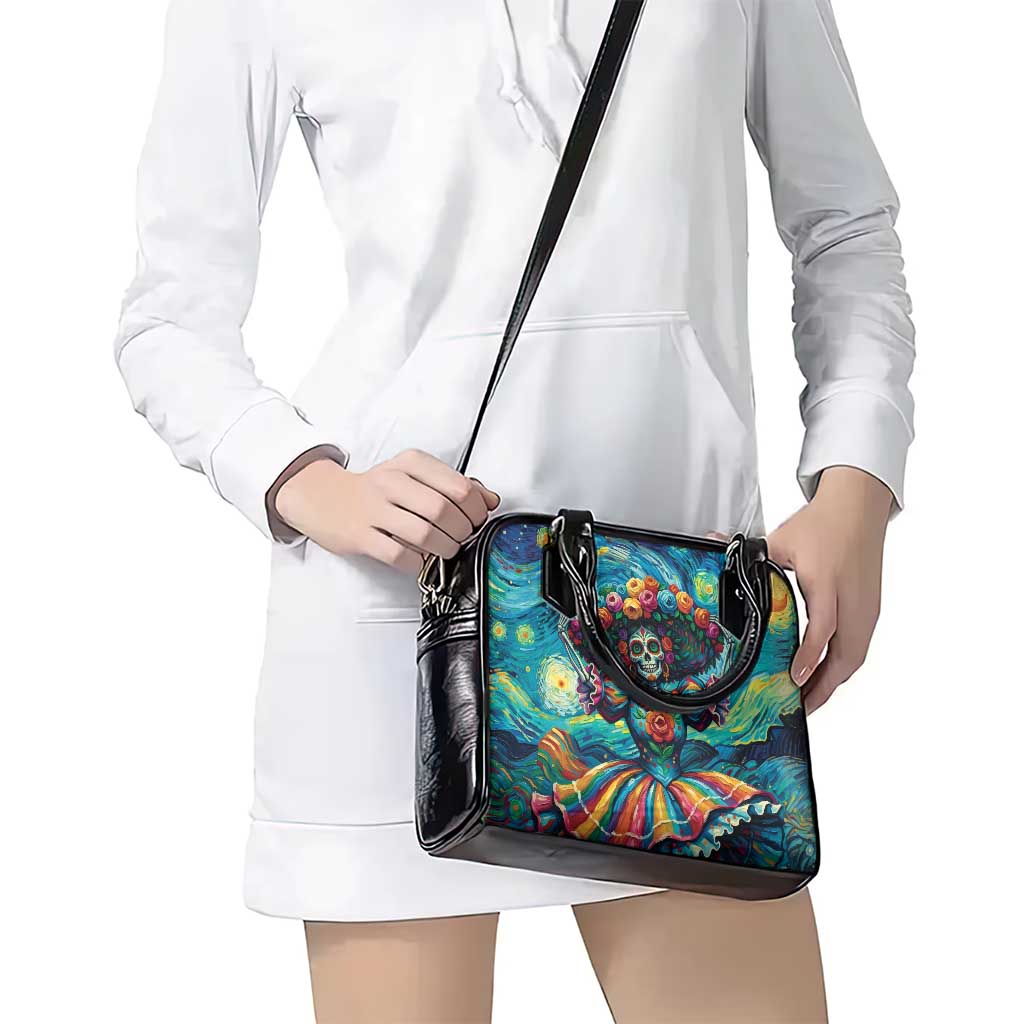 Día de los Muertos Shoulder Handbag A Swirl of Colors and Souls - Wonder Print Shop
