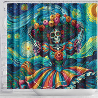Día de los Muertos Shower Curtain A Swirl of Colors and Souls - Wonder Print Shop