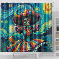 Día de los Muertos Shower Curtain A Swirl of Colors and Souls - Wonder Print Shop