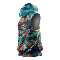 Día de los Muertos Sleeveless Hoodie A Swirl of Colors and Souls - Wonder Print Shop