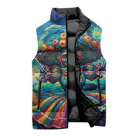 Día de los Muertos Sleeveless Puffer Jacket A Swirl of Colors and Souls - Wonder Print Shop