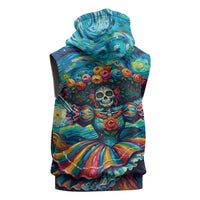 Día de los Muertos Sleeveless Zip Hoodie A Swirl of Colors and Souls - Wonder Print Shop