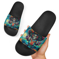 Día de los Muertos Slide Sandals A Swirl of Colors and Souls - Wonder Print Shop