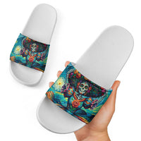 Día de los Muertos Slide Sandals A Swirl of Colors and Souls - Wonder Print Shop