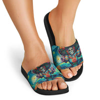 Día de los Muertos Slide Sandals A Swirl of Colors and Souls - Wonder Print Shop