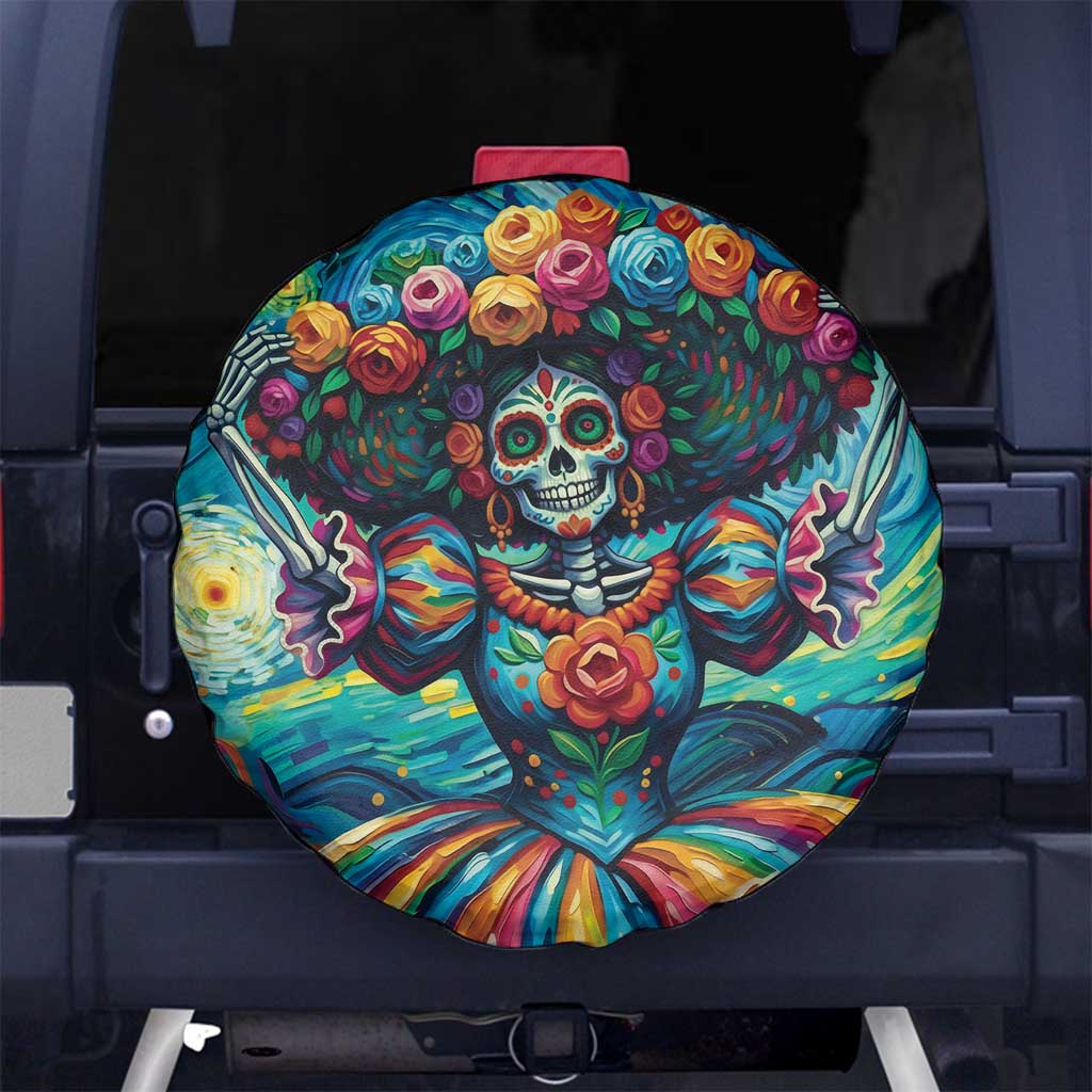 Día de los Muertos Spare Tire Cover A Swirl of Colors and Souls - Wonder Print Shop