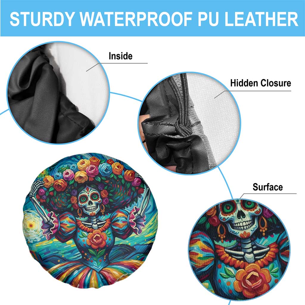 Día de los Muertos Spare Tire Cover A Swirl of Colors and Souls - Wonder Print Shop