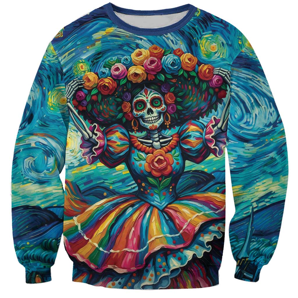 Día de los Muertos Sweatshirt A Swirl of Colors and Souls - Wonder Print Shop