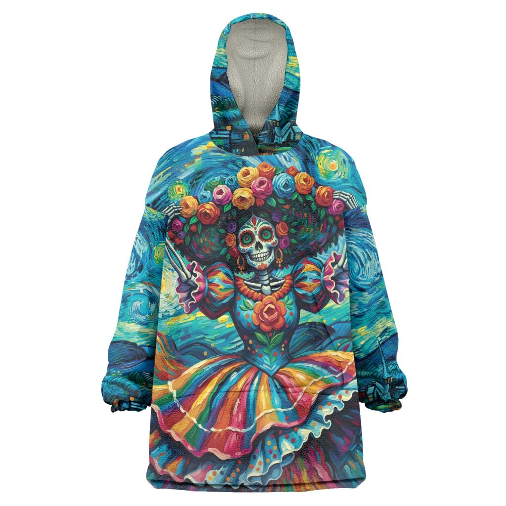 Día de los Muertos Wearable Blanket Hoodie A Swirl of Colors and Souls - Wonder Print Shop