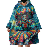 Día de los Muertos Wearable Blanket Hoodie A Swirl of Colors and Souls - Wonder Print Shop