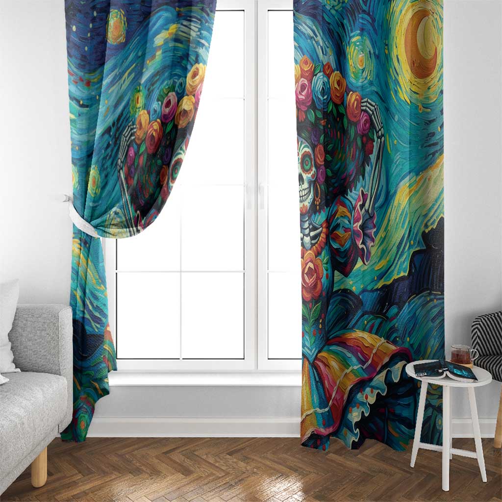Día de los Muertos Window Curtain A Swirl of Colors and Souls - Wonder Print Shop