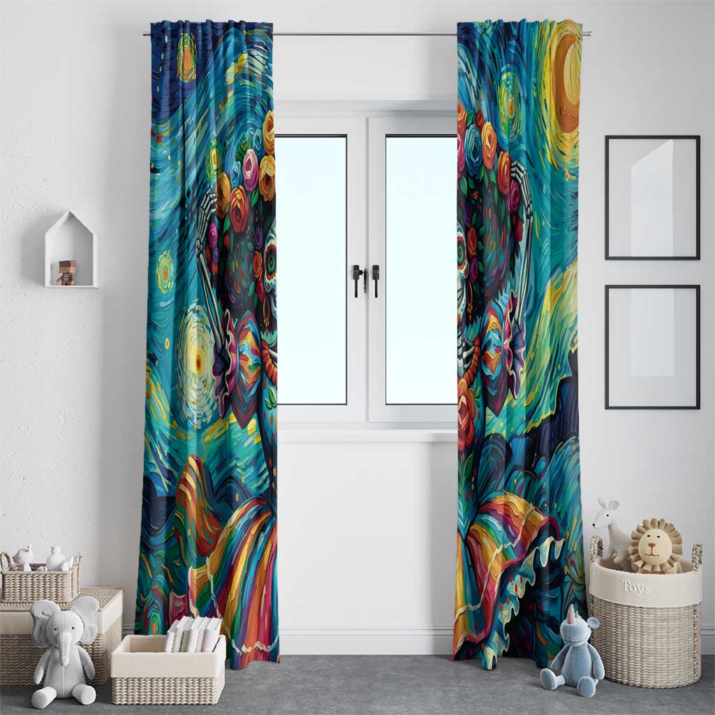 Día de los Muertos Window Curtain A Swirl of Colors and Souls - Wonder Print Shop