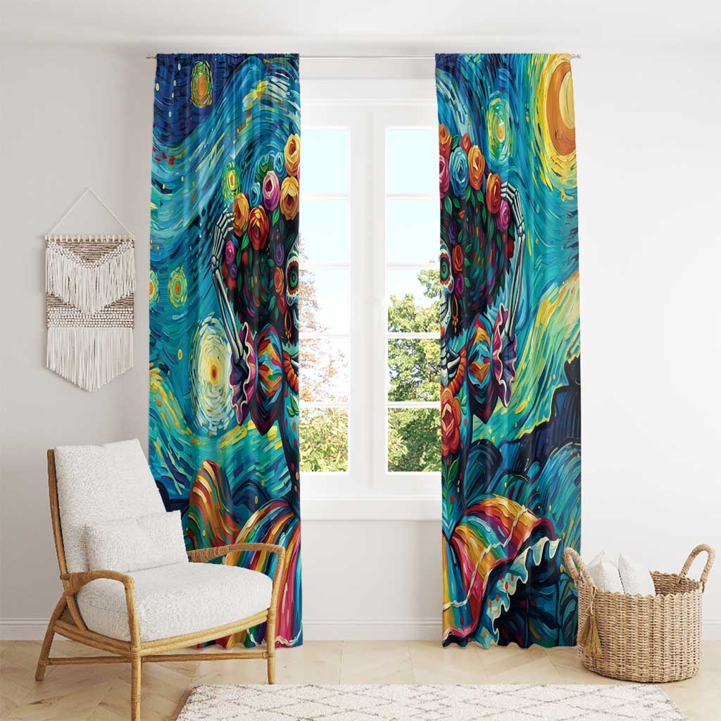 Día de los Muertos Window Curtain A Swirl of Colors and Souls - Wonder Print Shop