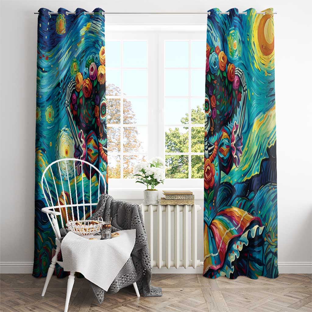 Día de los Muertos Window Curtain A Swirl of Colors and Souls - Wonder Print Shop