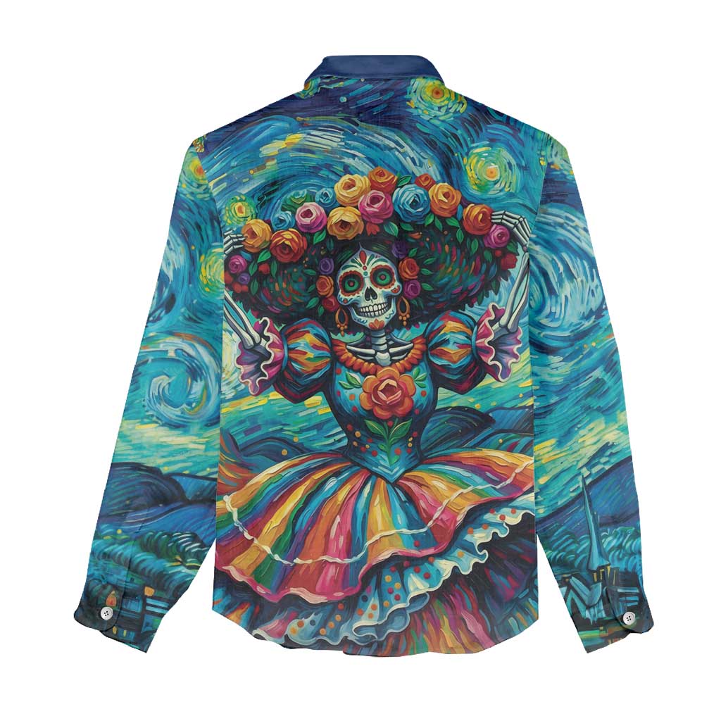 Día de los Muertos Women Casual Shirt A Swirl of Colors and Souls - Wonder Print Shop