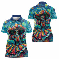 Día de los Muertos Women Polo Shirt A Swirl of Colors and Souls - Wonder Print Shop