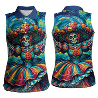 Día de los Muertos Women Sleeveless Polo Shirt A Swirl of Colors and Souls - Wonder Print Shop