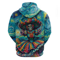 Día de los Muertos Zip Hoodie A Swirl of Colors and Souls - Wonder Print Shop