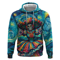 Día de los Muertos Zip Hoodie A Swirl of Colors and Souls - Wonder Print Shop