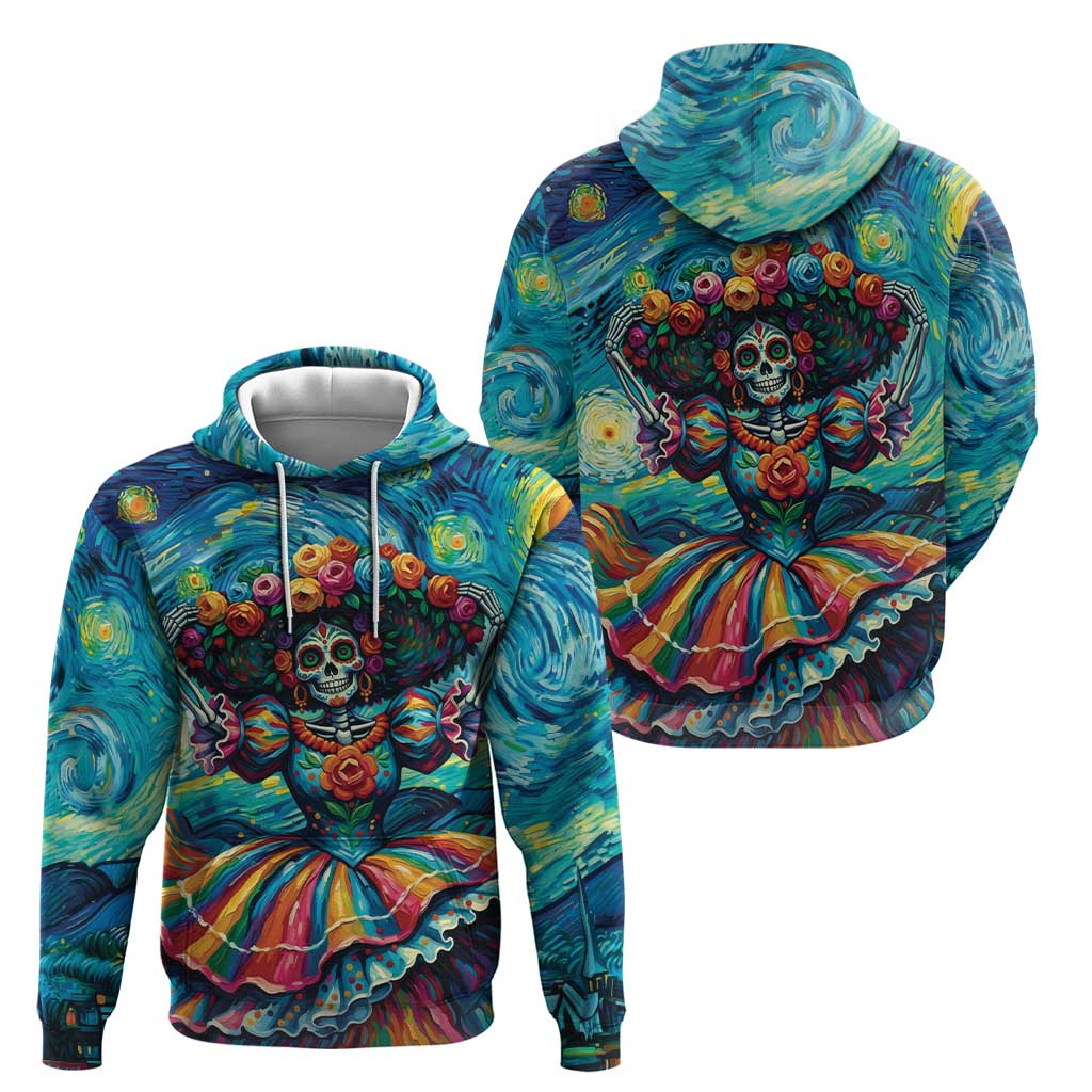Día de los Muertos Zip Hoodie A Swirl of Colors and Souls - Wonder Print Shop