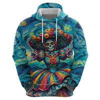 Día de los Muertos Zip Hoodie A Swirl of Colors and Souls - Wonder Print Shop