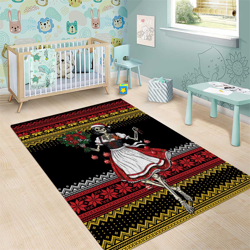 Dirndl Skeleton Dance Area Rug Bavarian Gothic Christmas - Wonder Print Shop