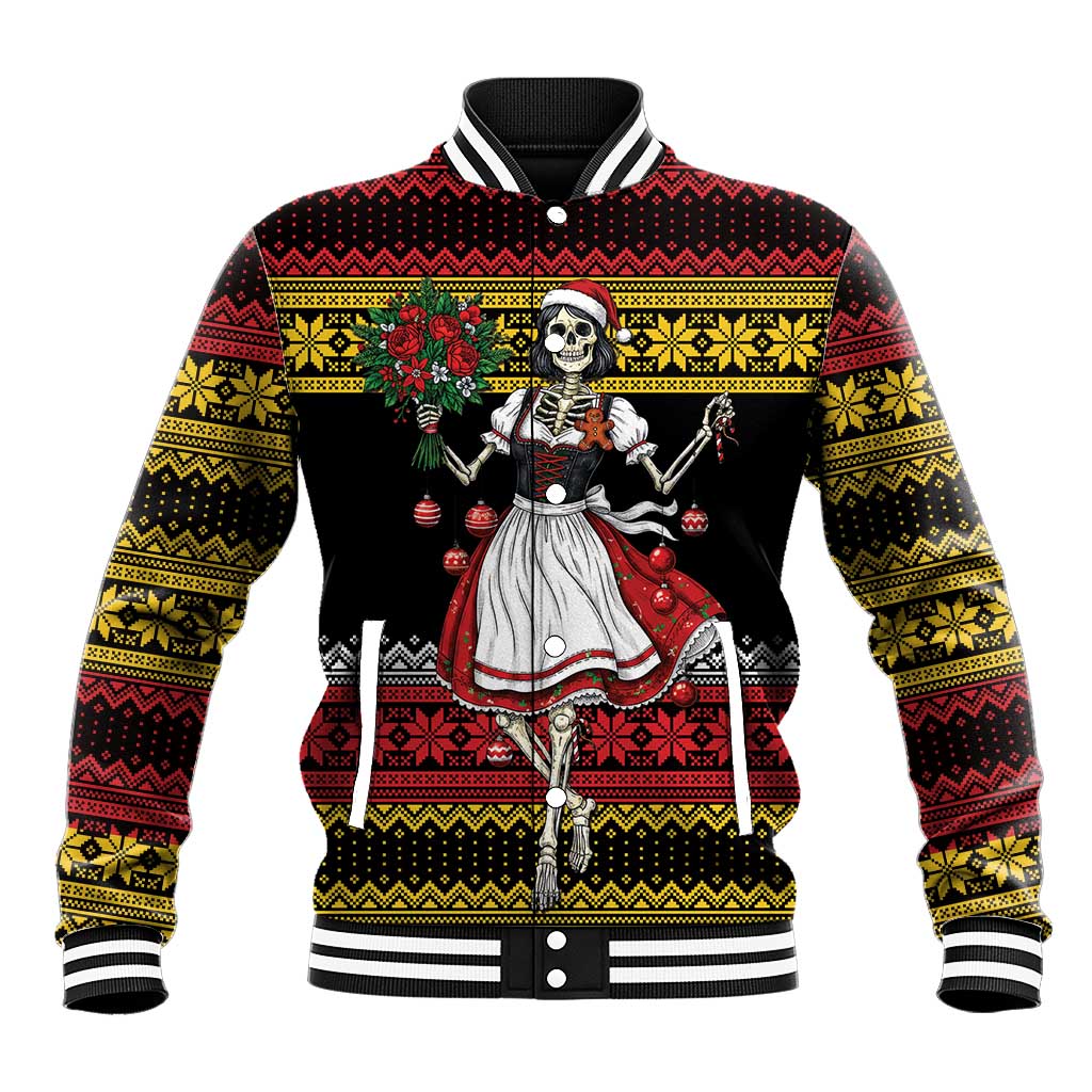 Dirndl Skeleton Dance Baseball Jacket Bavarian Gothic Christmas - Wonder Print Shop