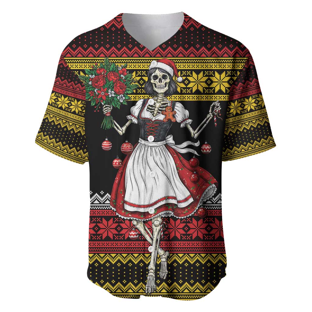 Dirndl Skeleton Dance Baseball Jersey Bavarian Gothic Christmas - Wonder Print Shop