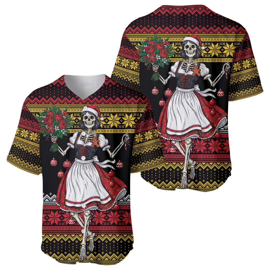 Dirndl Skeleton Dance Baseball Jersey Bavarian Gothic Christmas - Wonder Print Shop