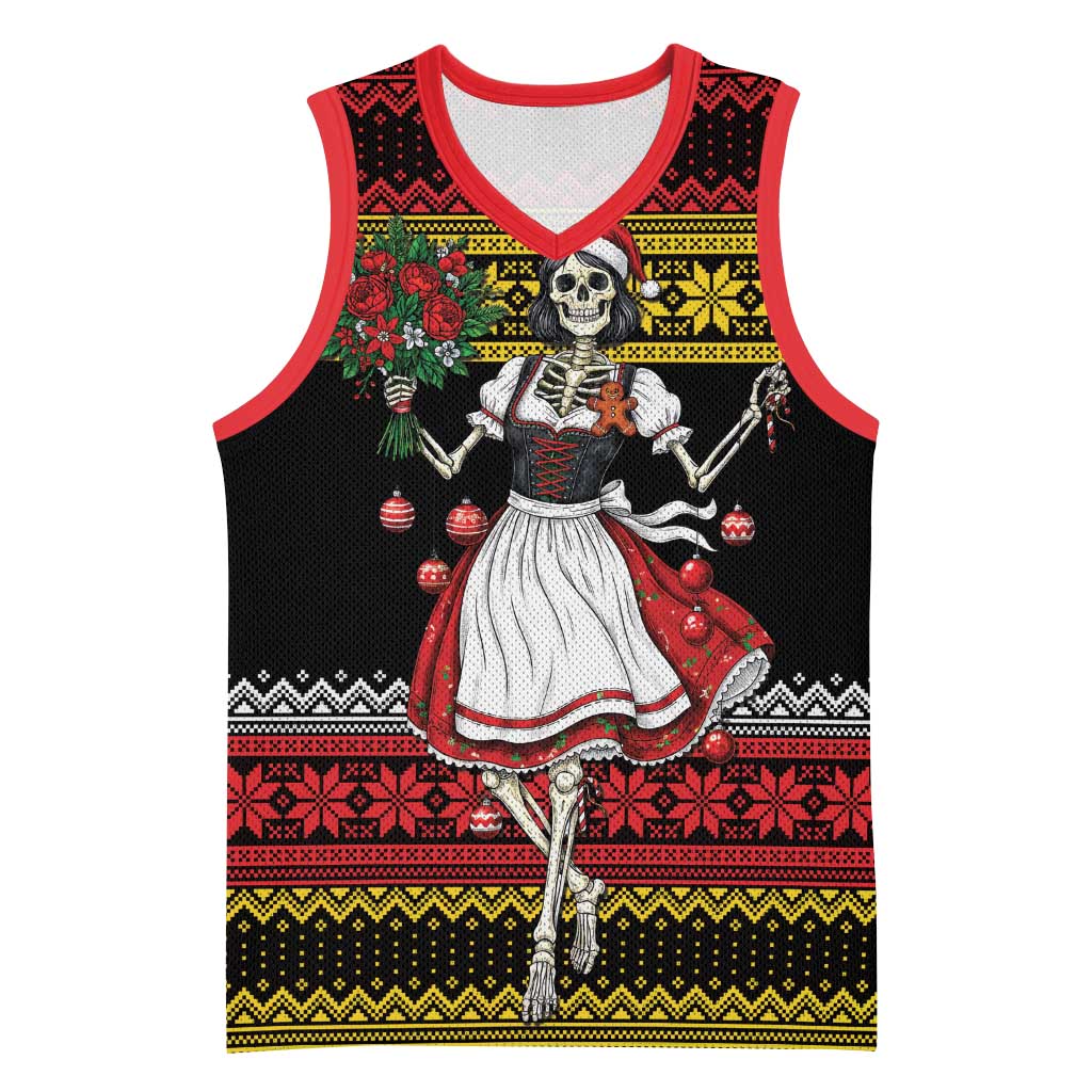 Dirndl Skeleton Dance Basketball Jersey Bavarian Gothic Christmas - Wonder Print Shop