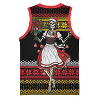 Dirndl Skeleton Dance Basketball Jersey Bavarian Gothic Christmas - Wonder Print Shop