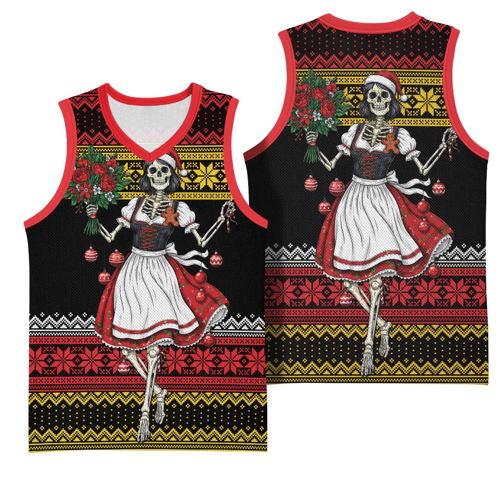 Dirndl Skeleton Dance Basketball Jersey Bavarian Gothic Christmas - Wonder Print Shop