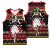 Dirndl Skeleton Dance Basketball Jersey Bavarian Gothic Christmas - Wonder Print Shop