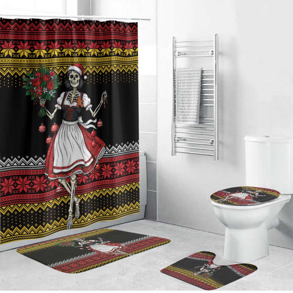 Dirndl Skeleton Dance Bathroom Set Bavarian Gothic Christmas - Wonder Print Shop