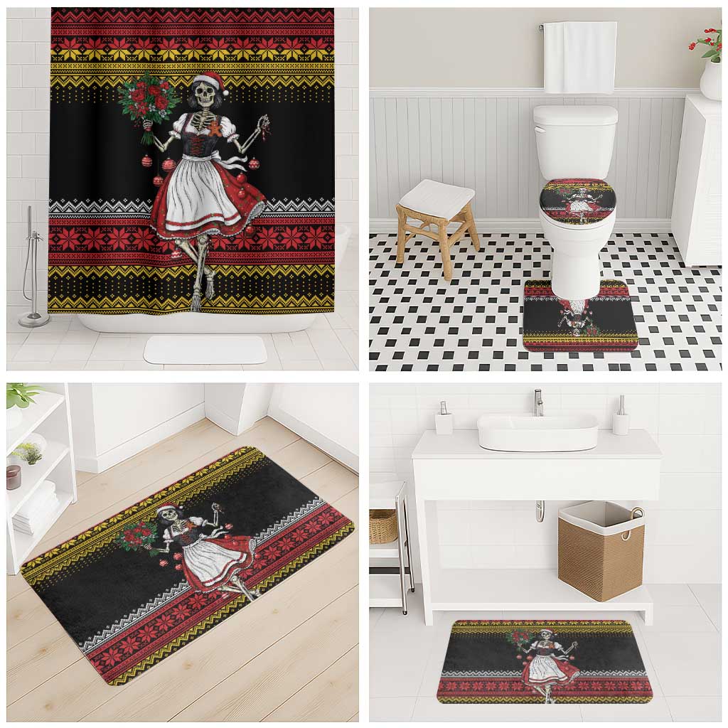 Dirndl Skeleton Dance Bathroom Set Bavarian Gothic Christmas - Wonder Print Shop