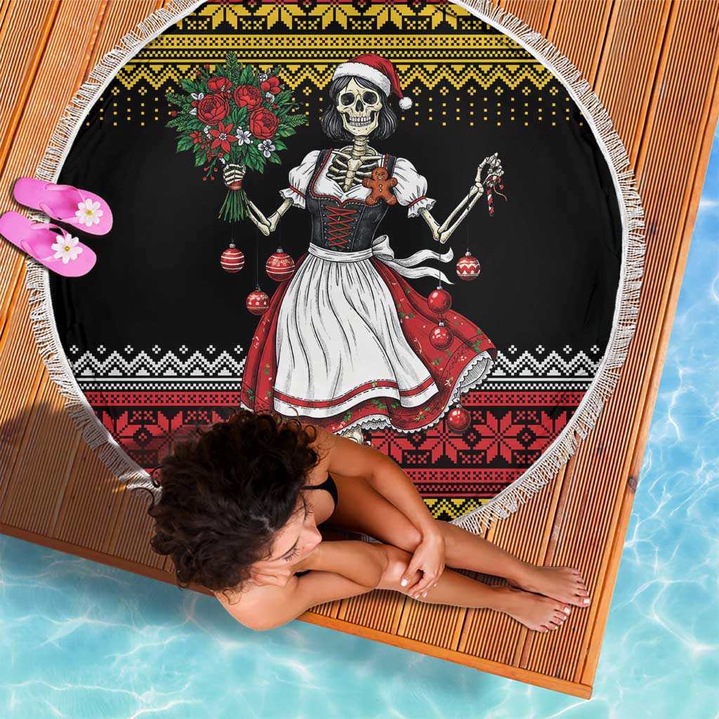 Dirndl Skeleton Dance Beach Blanket Bavarian Gothic Christmas - Wonder Print Shop