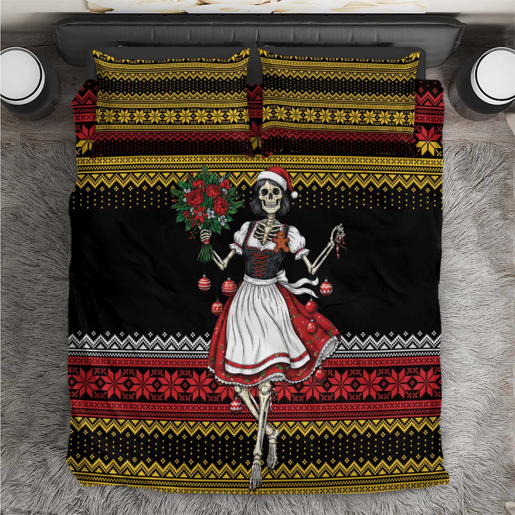 Dirndl Skeleton Dance Bedding Set Bavarian Gothic Christmas - Wonder Print Shop