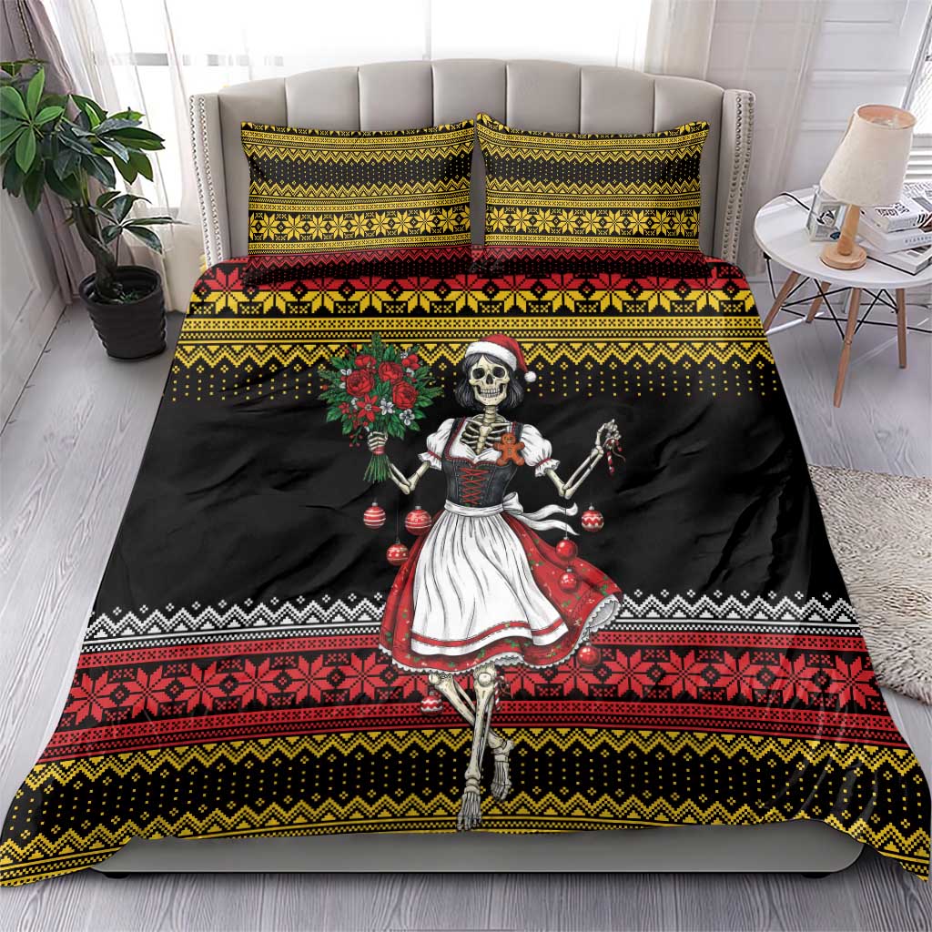 Dirndl Skeleton Dance Bedding Set Bavarian Gothic Christmas - Wonder Print Shop