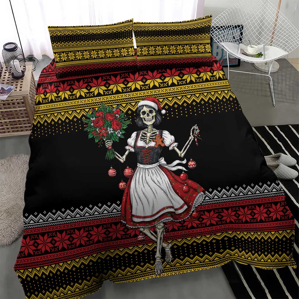 Dirndl Skeleton Dance Bedding Set Bavarian Gothic Christmas - Wonder Print Shop