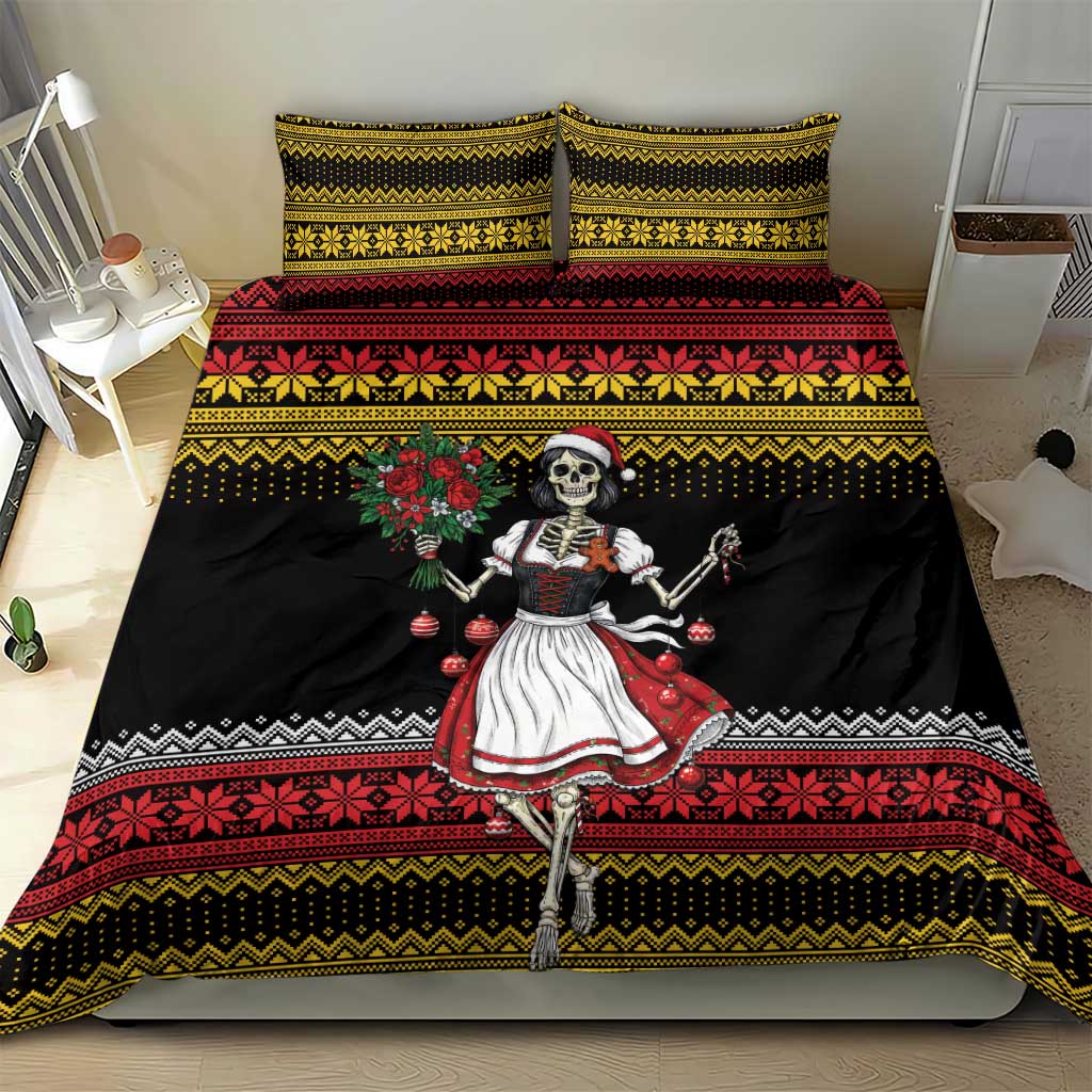 Dirndl Skeleton Dance Bedding Set Bavarian Gothic Christmas - Wonder Print Shop