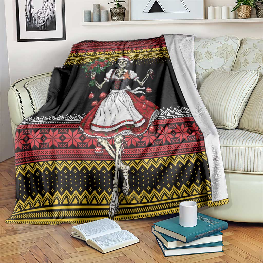 Dirndl Skeleton Dance Blanket Bavarian Gothic Christmas - Wonder Print Shop