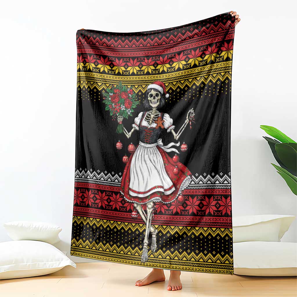 Dirndl Skeleton Dance Blanket Bavarian Gothic Christmas - Wonder Print Shop
