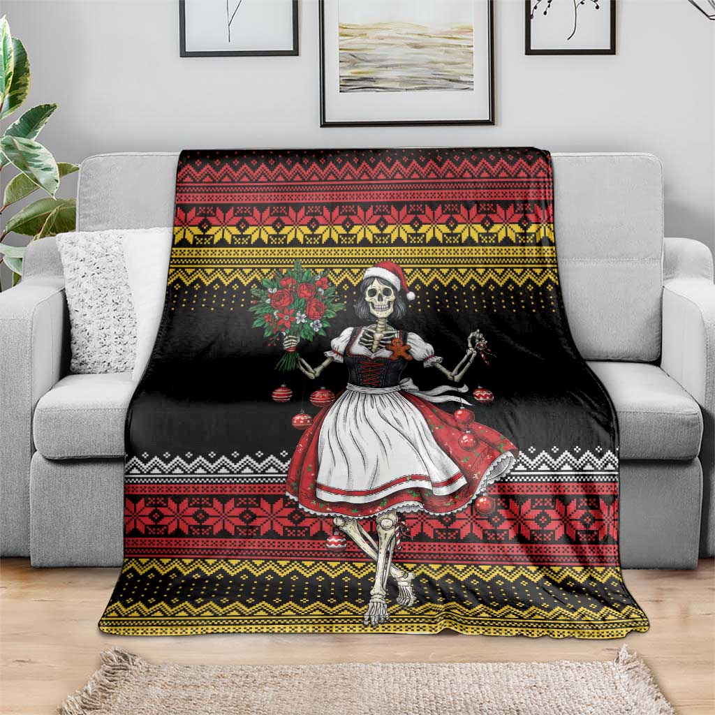 Dirndl Skeleton Dance Blanket Bavarian Gothic Christmas - Wonder Print Shop