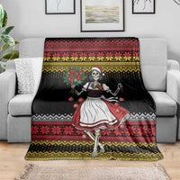 Dirndl Skeleton Dance Blanket Bavarian Gothic Christmas - Wonder Print Shop