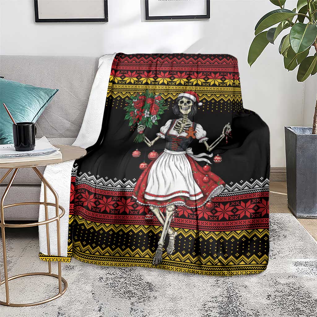 Dirndl Skeleton Dance Blanket Bavarian Gothic Christmas - Wonder Print Shop