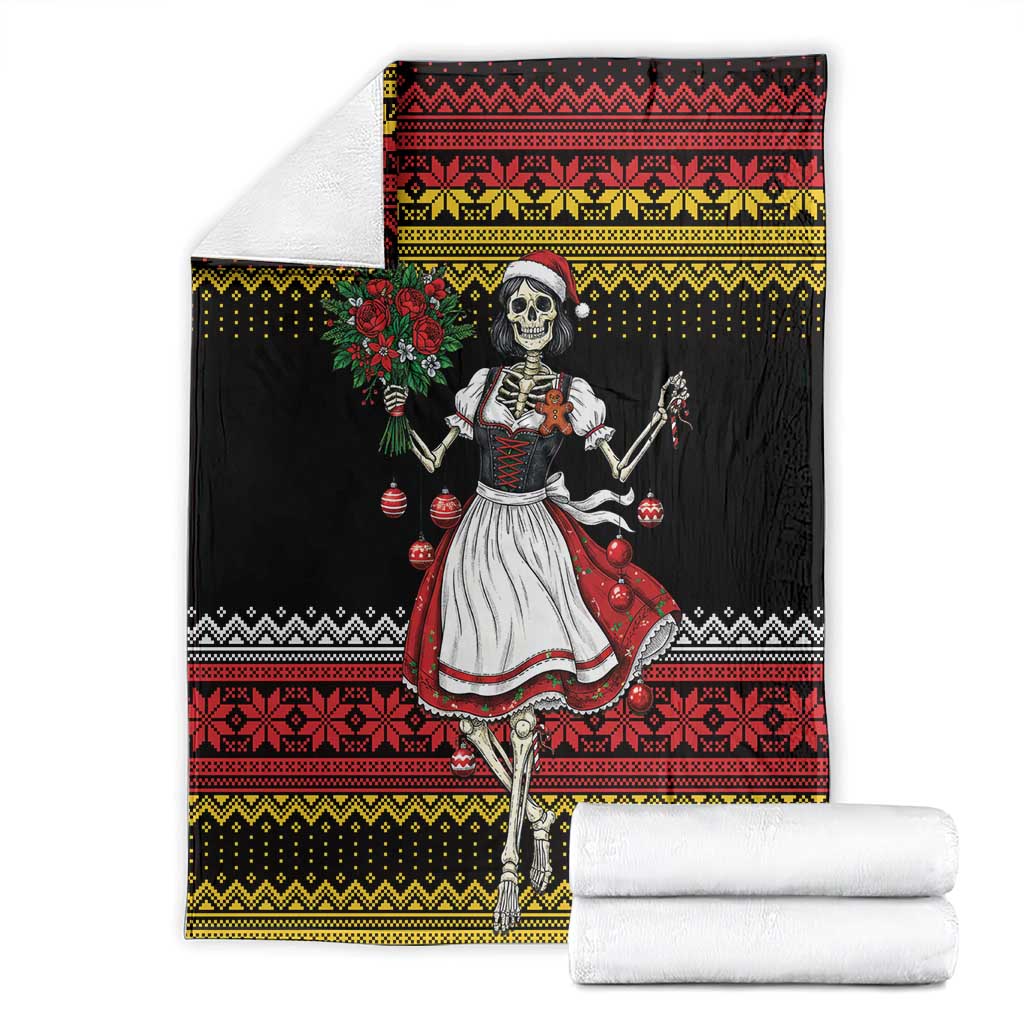 Dirndl Skeleton Dance Blanket Bavarian Gothic Christmas - Wonder Print Shop