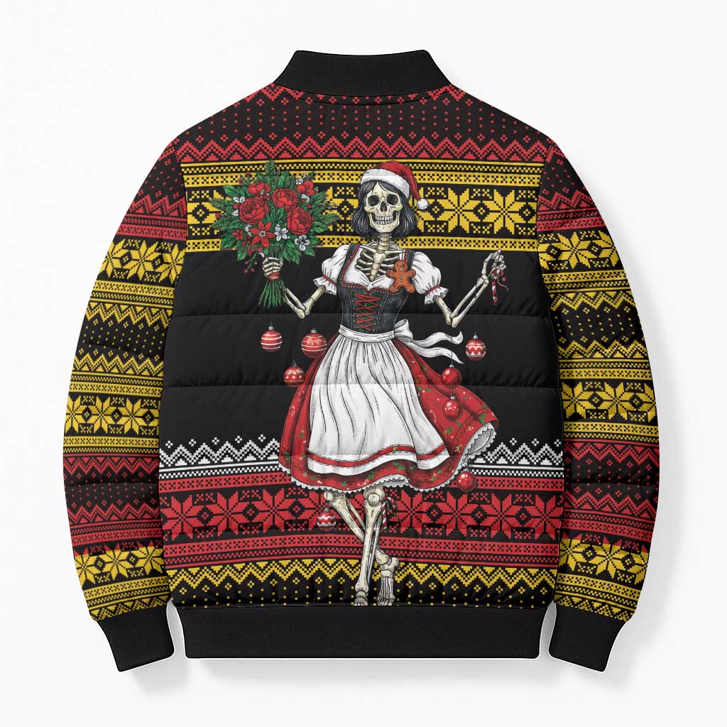 Dirndl Skeleton Dance Bomber Puffer Jacket Bavarian Gothic Christmas - Wonder Print Shop