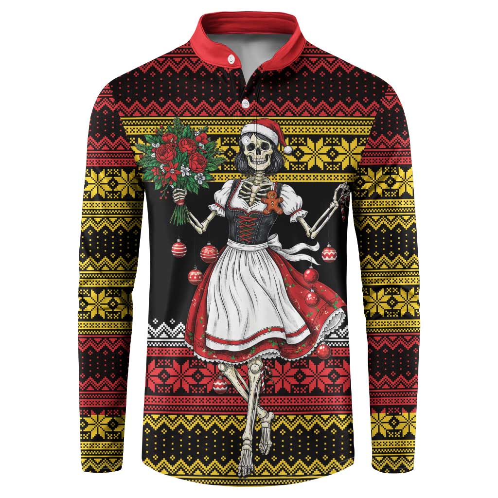 Dirndl Skeleton Dance Button Sweatshirt Bavarian Gothic Christmas - Wonder Print Shop