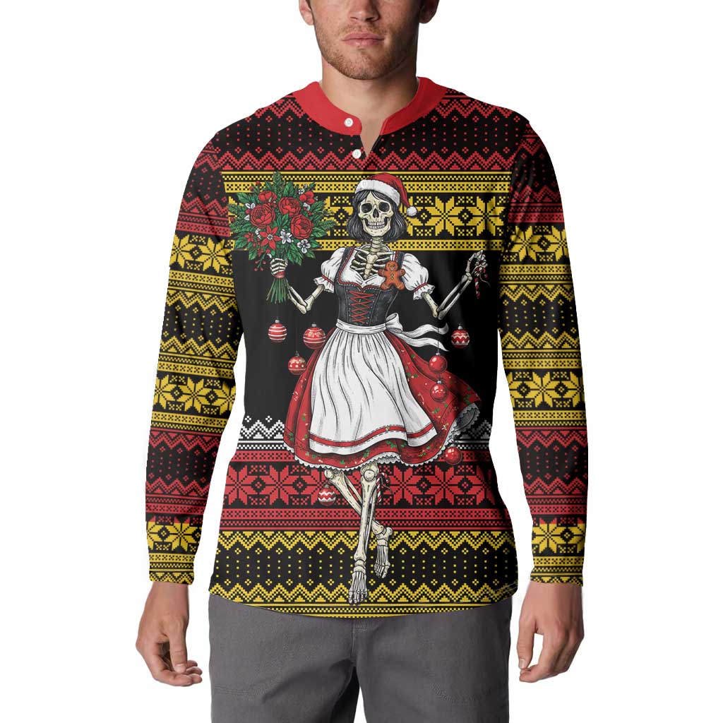 Dirndl Skeleton Dance Button Sweatshirt Bavarian Gothic Christmas - Wonder Print Shop
