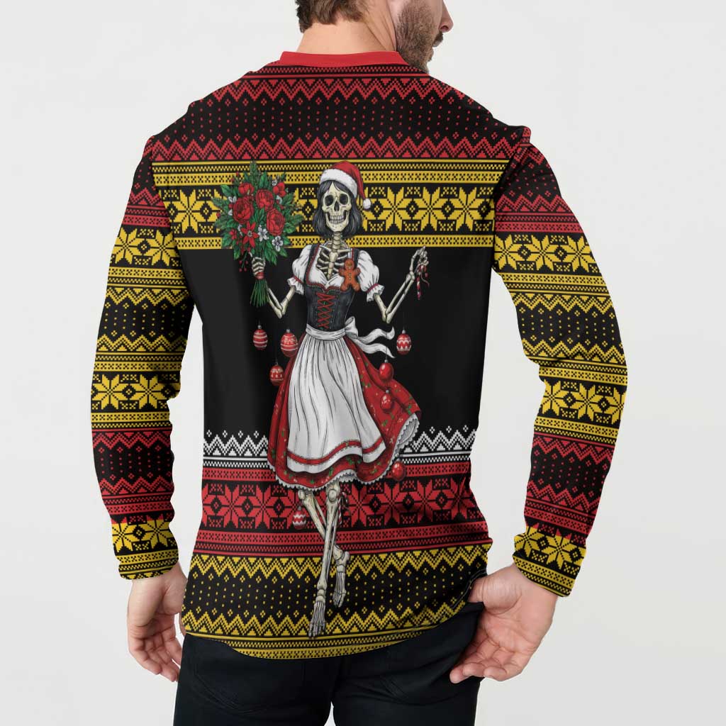 Dirndl Skeleton Dance Button Sweatshirt Bavarian Gothic Christmas - Wonder Print Shop